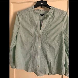 NWT J. Crew: Ruffleneck tuxedo shirt